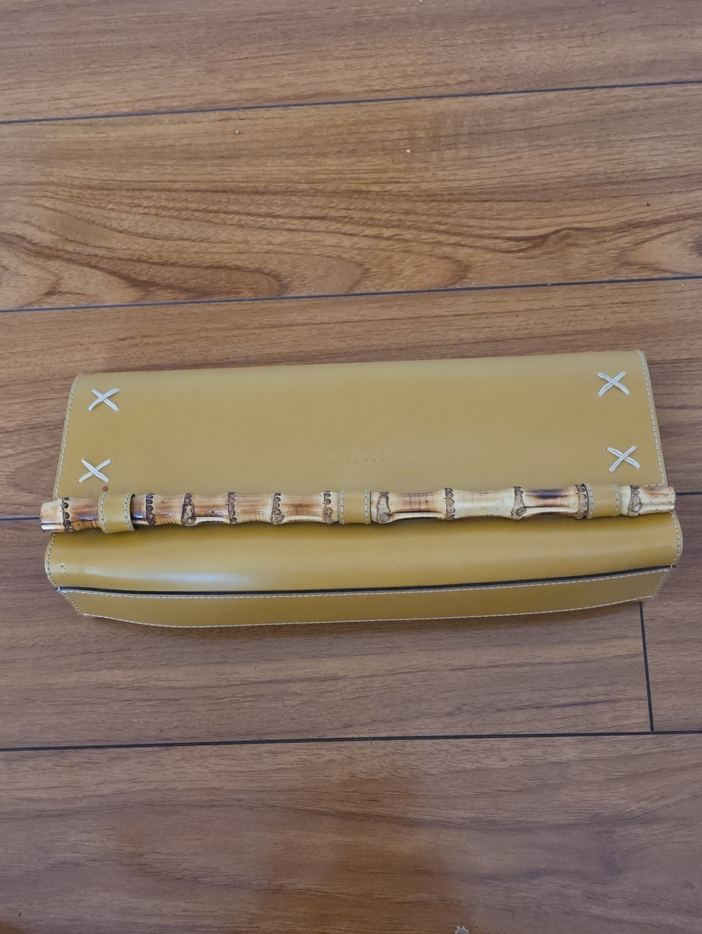 Mustard Yellow Bamboo-Handle Women’s Clutch
